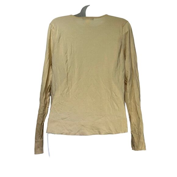 Vintage sigrid olsen beige brown beaded button Silk Tencel cardigan Size L - Picture 2 of 6